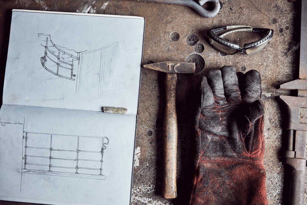Metalwork sketches and tools
