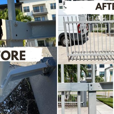 before and after welding of broken fence