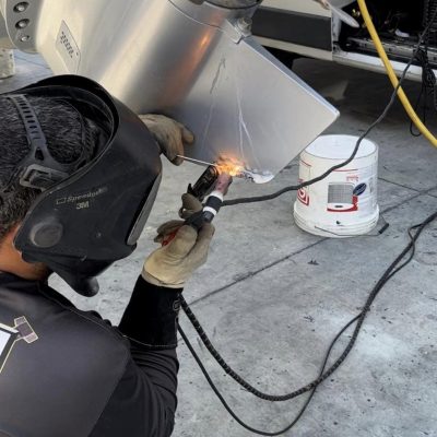 a worker welding