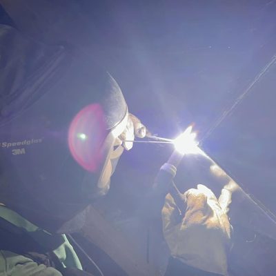 a worker welding